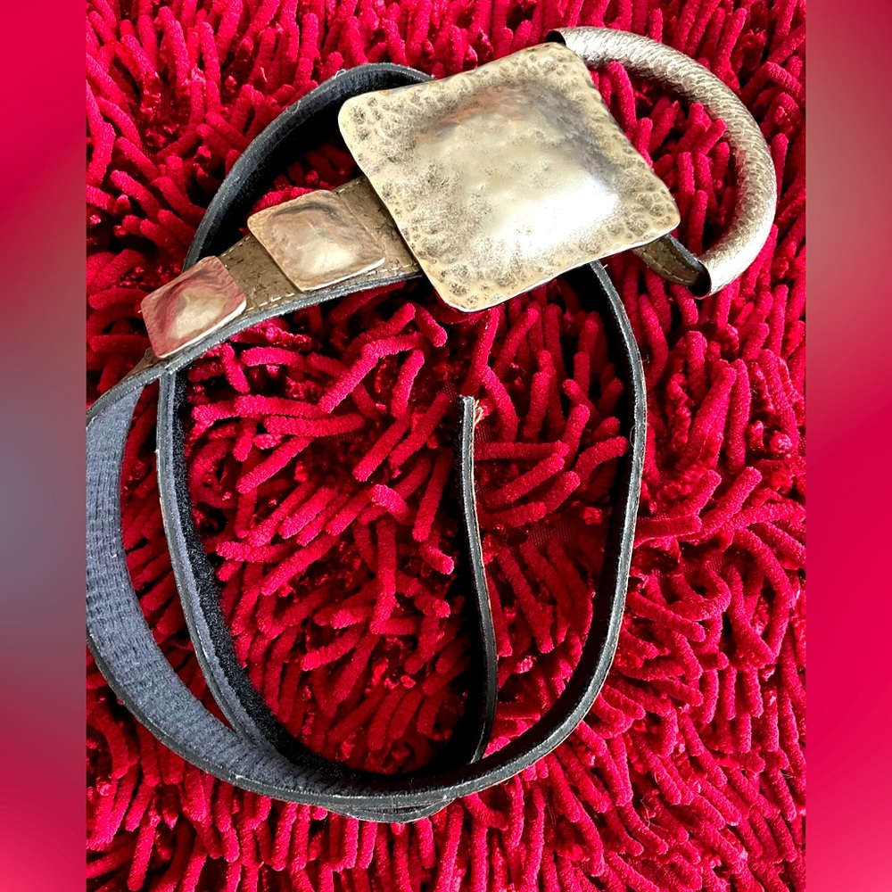Handcrafted cork type belt with Silver colored buckles/Med